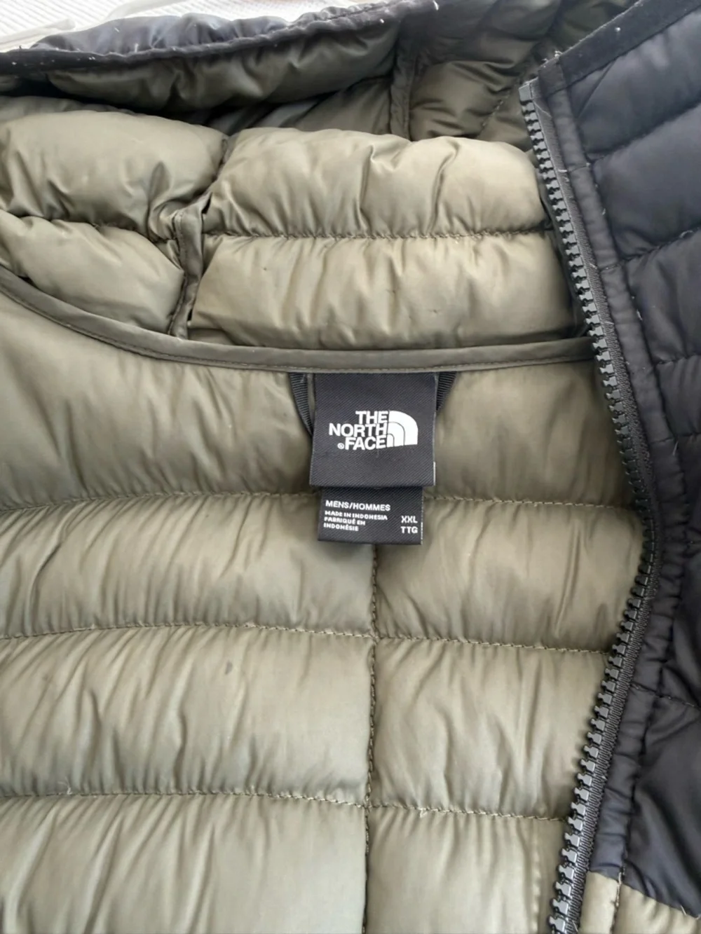 The North Face Quilted Hooded Jacket in Olive and Black